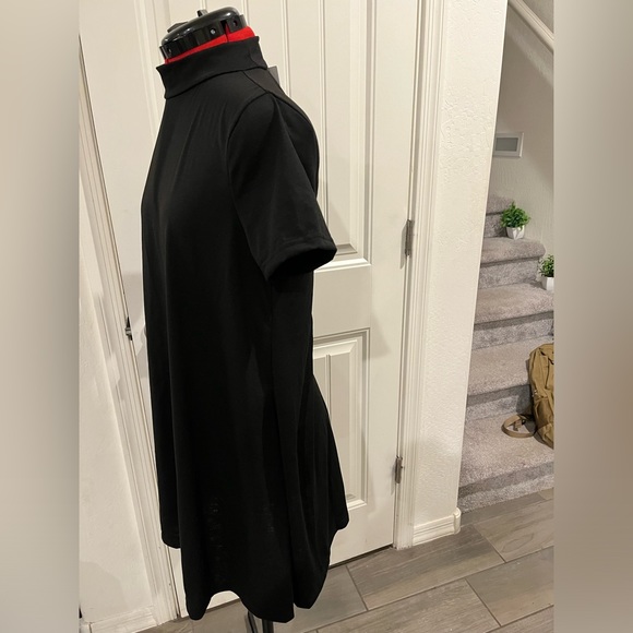 Milumia Women's Casual Mock Neck T Shirt Dress Plain Short Sleeve Loose Swing - Picture 6 of 7